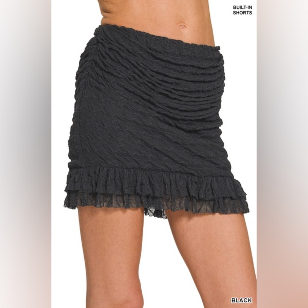 Zenana Outfitters Black Ruffled Mini Skirt